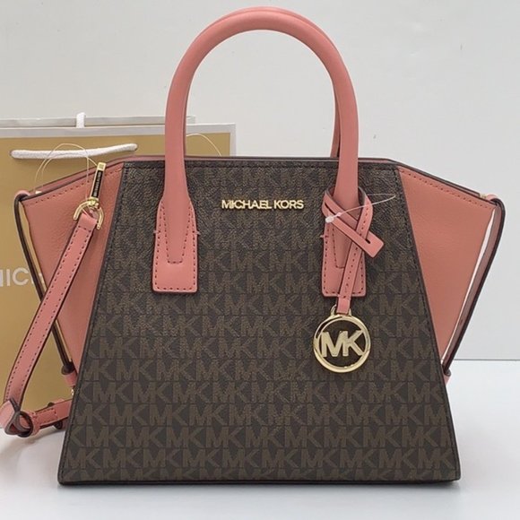 Michael Kors Avril Small Logo Top-Zip Satchel Sunset Rose - Picture 5 of 16